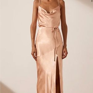 LA LUNE BIAS COWL MAXI DRESS - DESERT ROSE